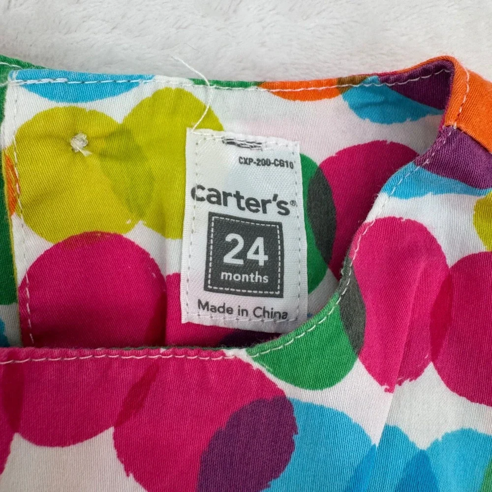 Carters Toddler Girls Multicolor Polka Dot Sleeveless Cotton Dress Size 24M 2010
